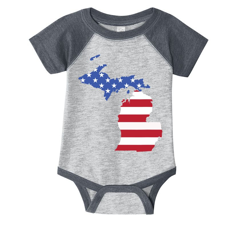 Patriotic State Of Michigan Usa Flag Infant Baby Jersey Bodysuit