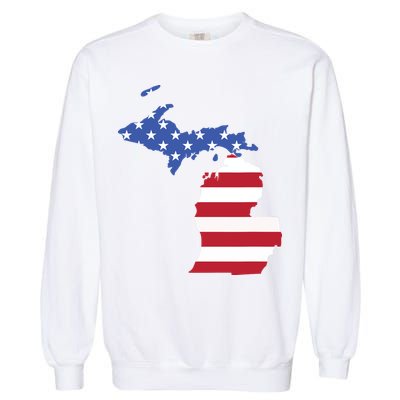 Patriotic State Of Michigan Usa Flag Garment-Dyed Sweatshirt