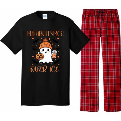 Pumpkin Spice Over Ice Cute Ghost Iced Coffee Vibes Gift Pajama Set