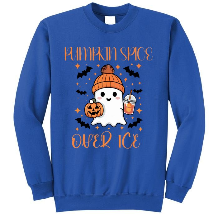 Pumpkin Spice Over Ice Cute Ghost Iced Coffee Vibes Gift Sweatshirt