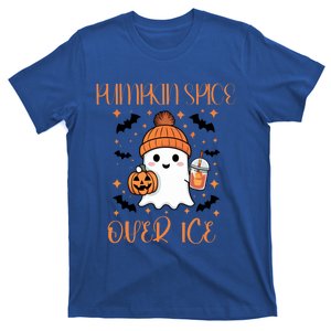 Pumpkin Spice Over Ice Cute Ghost Iced Coffee Vibes Gift T-Shirt