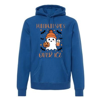 Pumpkin Spice Over Ice Cute Ghost Iced Coffee Vibes Gift Premium Hoodie