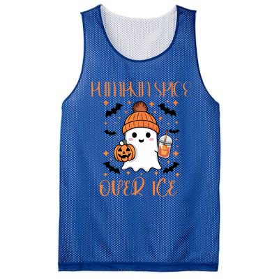 Pumpkin Spice Over Ice Cute Ghost Iced Coffee Vibes Gift Mesh Reversible Basketball Jersey Tank