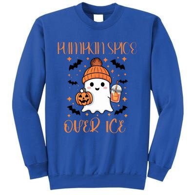 Pumpkin Spice Over Ice Cute Ghost Iced Coffee Vibes Gift Tall Sweatshirt