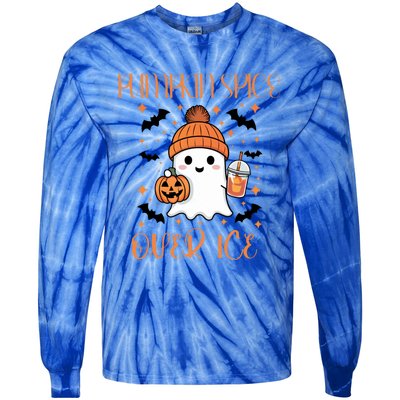 Pumpkin Spice Over Ice Cute Ghost Iced Coffee Vibes Gift Tie-Dye Long Sleeve Shirt