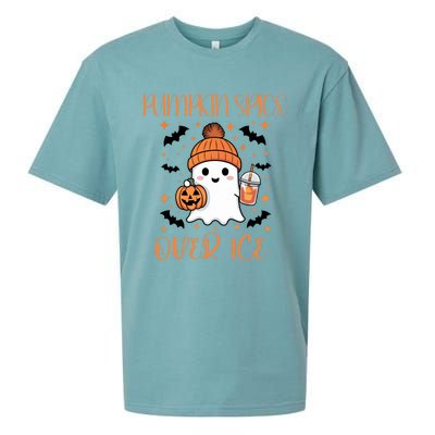 Pumpkin Spice Over Ice Cute Ghost Iced Coffee Vibes Gift Sueded Cloud Jersey T-Shirt