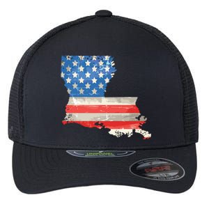 Patriotic State Of Louisiana Usa Flag Flexfit Unipanel Trucker Cap