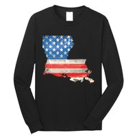 Patriotic State Of Louisiana Usa Flag Long Sleeve Shirt