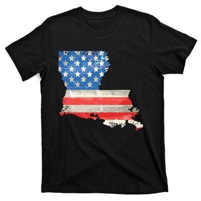 Patriotic State Of Louisiana Usa Flag T-Shirt