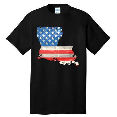 Patriotic State Of Louisiana Usa Flag Tall T-Shirt