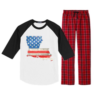 Patriotic State Of Louisiana Usa Flag Raglan Sleeve Pajama Set