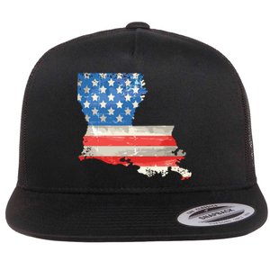 Patriotic State Of Louisiana Usa Flag Flat Bill Trucker Hat