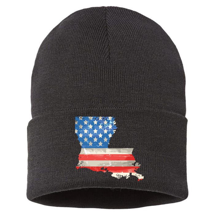 Patriotic State Of Louisiana Usa Flag Sustainable Knit Beanie