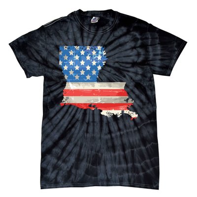 Patriotic State Of Louisiana Usa Flag Tie-Dye T-Shirt