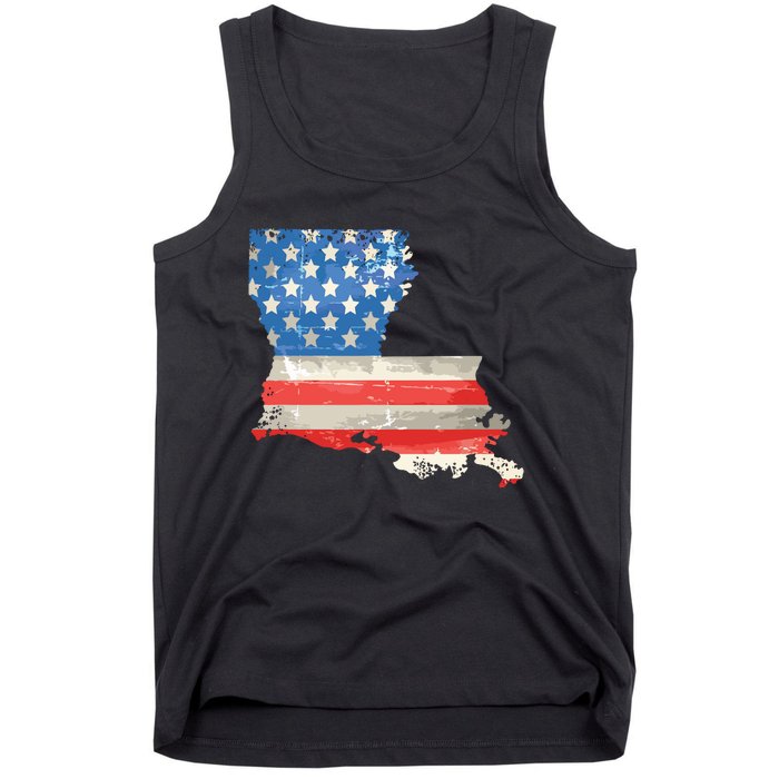 Patriotic State Of Louisiana Usa Flag Tank Top