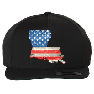 Patriotic State Of Louisiana Usa Flag Wool Snapback Cap