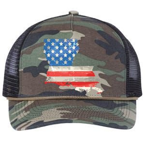 Patriotic State Of Louisiana Usa Flag Retro Rope Trucker Hat Cap