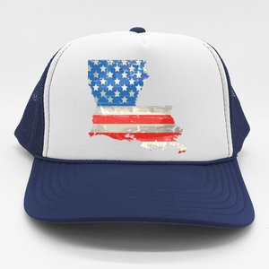 Patriotic State Of Louisiana Usa Flag Trucker Hat