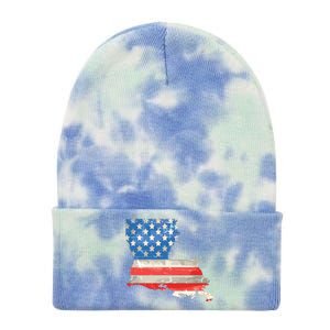 Patriotic State Of Louisiana Usa Flag Tie Dye 12in Knit Beanie