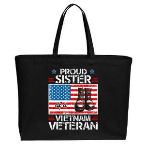 Proud Sister Of Vietnam Veteran Patriotic Usa Flag Military Cotton Canvas Jumbo Tote