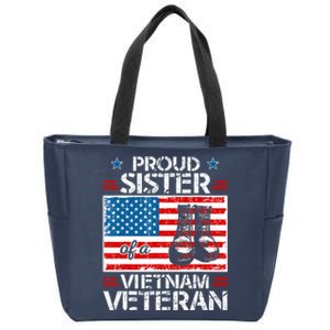 Proud Sister Of Vietnam Veteran Patriotic Usa Flag Military Zip Tote Bag