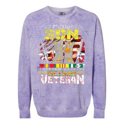 Proud Son Of A Vietnam Veteran Vietnam War Vet Colorblast Crewneck Sweatshirt