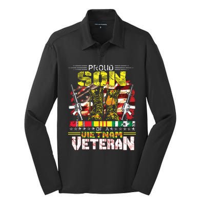 Proud Son Of A Vietnam Veteran Vietnam War Vet Silk Touch Performance Long Sleeve Polo