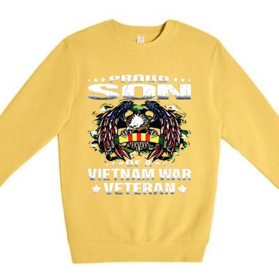 Proud Son Of A Vietnam War Veteran Military Vets Child Gift Premium Crewneck Sweatshirt