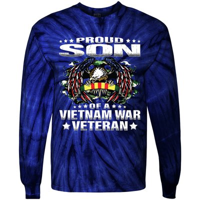 Proud Son Of A Vietnam War Veteran Military Vets Child Gift Tie-Dye Long Sleeve Shirt