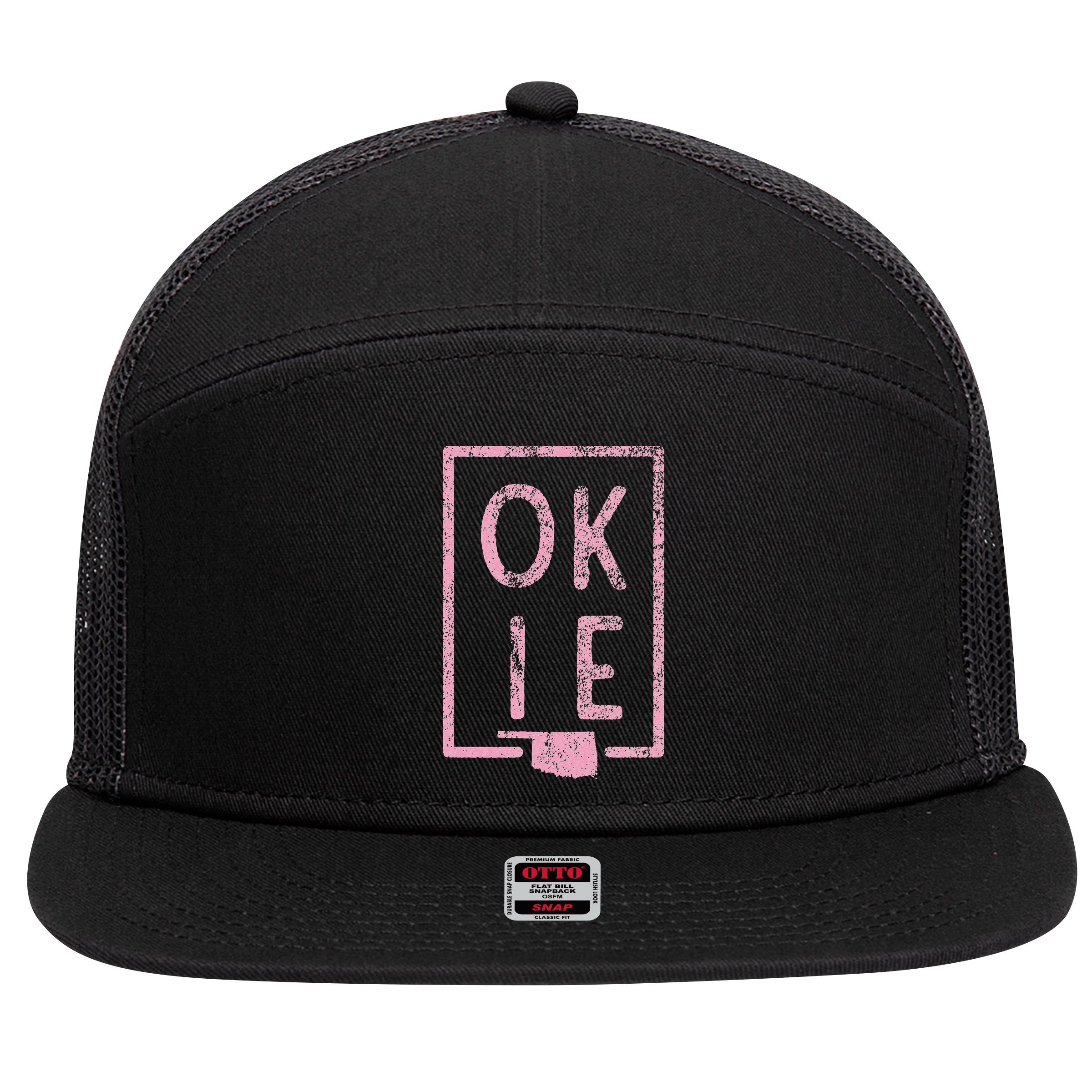 Pink State of Oklahoma Okie 7 Panel Mesh Trucker Snapback Hat