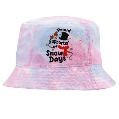 Proud Supporter Of Snow Days Funny Teacher Tie-Dyed Bucket Hat