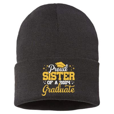 Proud Sister Of A Class Of 2024 Graduate Senior Sister 24 Sustainable Knit Beanie