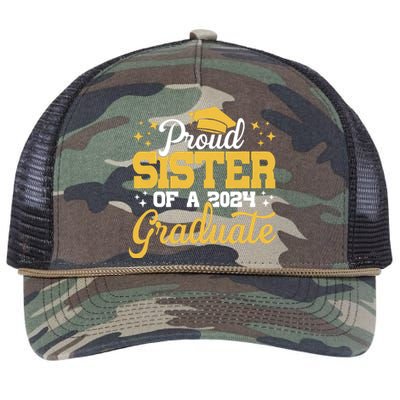 Proud Sister Of A Class Of 2024 Graduate Senior Sister 24 Retro Rope Trucker Hat Cap