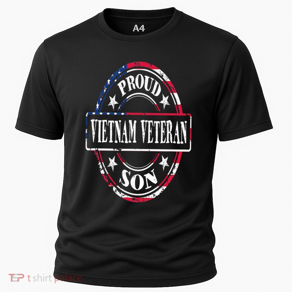 Proud Son Of A Vietnam Veteran American Flag Colors Performance Shirt
