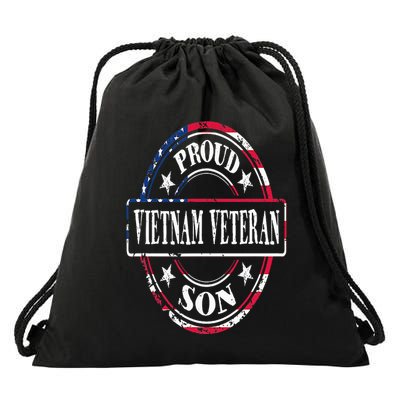 Proud Son Of A Vietnam Veteran American Flag Colors Drawstring Bag