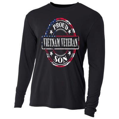 Proud Son Of A Vietnam Veteran American Flag Colors Cooling Performance Long Sleeve Crew