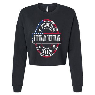 Proud Son Of A Vietnam Veteran American Flag Colors Cropped Pullover Crew