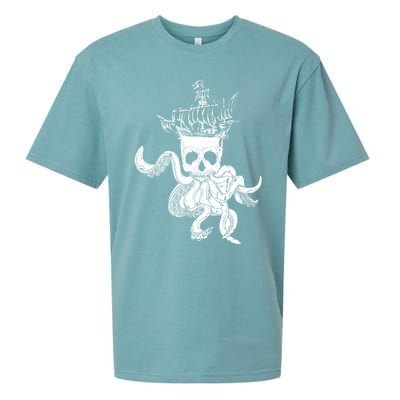 Pirate Ship Octopus Buccaneer Crossed Bones Freebooter Skull Gift Sueded Cloud Jersey T-Shirt