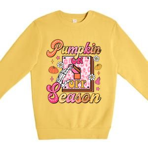 Pumpkin Season On Off Fall Vibes Premium Crewneck Sweatshirt