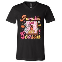 Pumpkin Season On Off Fall Vibes V-Neck T-Shirt