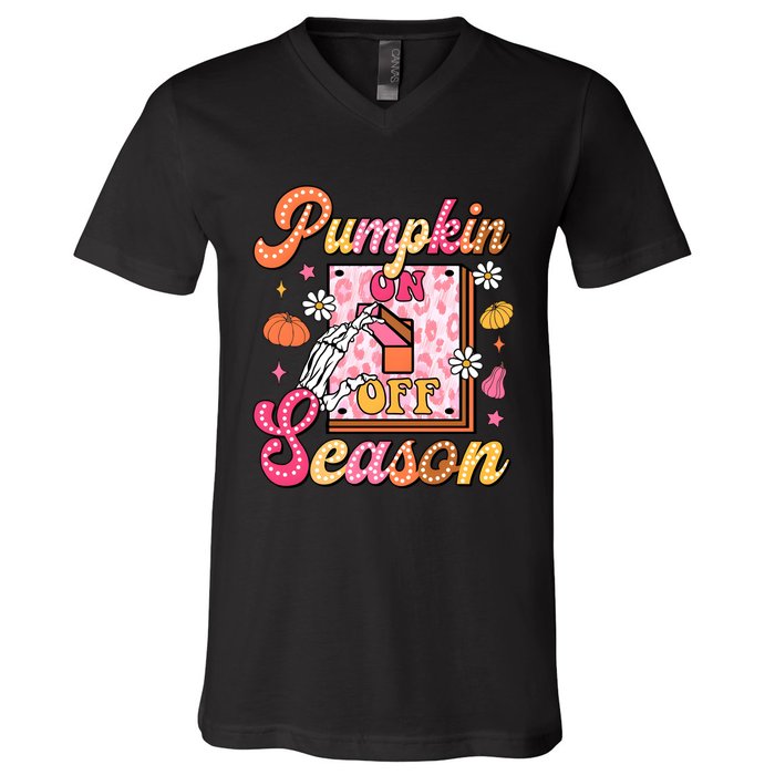 Pumpkin Season On Off Fall Vibes V-Neck T-Shirt