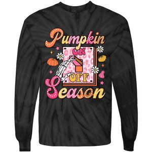 Pumpkin Season On Off Fall Vibes Tie-Dye Long Sleeve Shirt