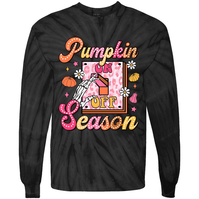 Pumpkin Season On Off Fall Vibes Tie-Dye Long Sleeve Shirt