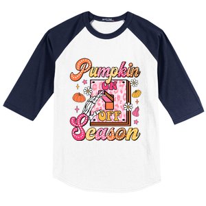 Pumpkin Season On Off Fall Vibes Baseball Sleeve Shirt