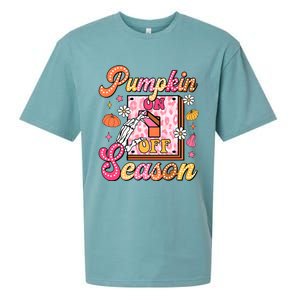 Pumpkin Season On Off Fall Vibes Sueded Cloud Jersey T-Shirt