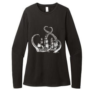 Pirate Ship Octopus Buccaneer Freebooter Crossed Bones Skull Gift Womens CVC Long Sleeve Shirt