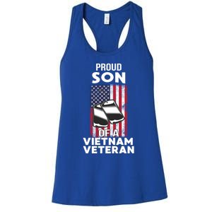 Proud Son Of A Vietnam Veteran Soldier Pride Veterans Day Funny Gift Women's Racerback Tank