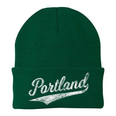 Portland State Of Oregon Baseball Script Flag Swoosh Knit Cap Winter Beanie