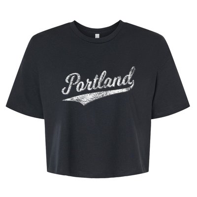 Portland State Of Oregon Baseball Script Flag Swoosh Bella+Canvas Jersey Crop Tee