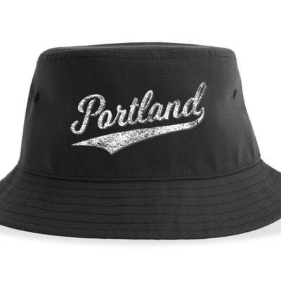 Portland State Of Oregon Baseball Script Flag Swoosh Sustainable Bucket Hat